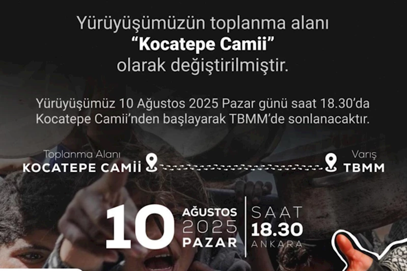 “Anadolu’dan Meclis’e, Meclis’ten Gazze’ye İnsani Koridor” yürüyüşünün güzergahı değişti